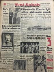 YENİ SABAH GAZETESİ 2 TEMMUZ 1958 YIL :21 SAYI :6940--Atina ya nota veriyoruz ---Vilayette dün Kıbrıs la ilgili mühim görüşmeler yapıldı --Kıbrıs da Rumlar iki Türkü arkadan vurdu --Bayram da 4 gün içinde 96 hadise oldu 6 kişi öldü --Cemil Cahit Cem i toprağa verdik ---Güneyde ki soyguncular birer ikişer yakalanıyor ---Boğaziçi Lokum ve Çilek güzelleri seçilecek ---Anadolu da ki cinayetler ve kazalar ---Çayır -Çimen: Siyavuşgil ---İstanbul Rehberi ---Kurbancıların elinde 50 bine yakın koyun kaldı ---Tepebaşı bahçesinde :Zeki Müren ---Tepebaşı Bahçesinde :Mediha Demirkıran ---Tepebaşı Bahçesinde : Muzaffer Akgün ---Transfer pazarı resmen açılıyor ---Beşiktaş ikinci defa F.Kupasını kazandı ---Brezilya futbolda ilk defa dünya şampiyonu oldu ---G.Romen takımımız bugün belli olacak ---Muharrem Dalkılıç 1500 de 3.48.8 yaptı ---
