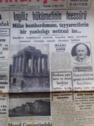 Cumhuriyet Gazetesi - 19 Mart 1942 - Milli Şef İsmet İnönü'nün Söylediği Büyük Nutuk - Bugünden İtibaren Çayın Kilosuna 750 Ve Kahvenin Kilosuna 300 Kuruş Zam Yapıldı - Amerika'nın Bize Vereceği Malzeme - İngiliz Hükümetinin Teessürü - Milas Bombardımanı Yanlışlıkla Mı Oldu - Şarj Cephesinde Harekatı Sıfırın Altında 45 Derece Soğukta Muharebeler Çok Şiddetle Devam Ediyor - Japon Harp Tebliği Timor Adası Harekatı Sona Erdi - Stalin Yoldaş Kendi İmzası ve Posta İle Papa'ya Bir Mektup Göndermiş - Şark Cephesinde Gördüklerim Yazan Emekli General H. Emir Erkilet Yazı Dizisi - Almanları Kaç Denizaltısı Var Yazan Abidin Daver Köşe Yazısı - Beethoven Gecesi Bu Akşam Opera Sinemasında - Yusuf Ziya Ortaç'ın Yeni Romanı Göç - Sızı Yazan Mükerrem Kamil Su Yazı Dizisi - Amerikan Sularında 41 Tonluk Gemi Batırıldı - Ekspres Fiat Yükseltmek Usulü Yazan Burhan Felek Köşe Yazısı - Her Irkın Üstünde Türk Irkı Bozkurt Mecmuası - Bulmaca - Singer Saat -  Frengi Ve Belsoğukluğuna Karşı Protejin - Borsa