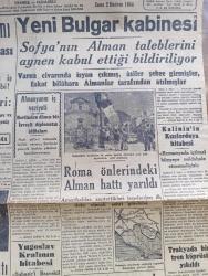 Cumhuriyet Gazetesi - 2 Haziran 1944 - Gençlik İçin Harcadığımız Gayret Nedir Yazan Nadir Nadi Köşe Yazısı - Dünya Emniyet Planı Washington'da Toplanması Beklenen Konferans - Yeni Bulgar Kabinesi Sofyanın Alman Taleplerini Aynen Kabul Ettiğini Bildiriliyor -  Roma Önlerinde Alman Hattı Yarıldı - Trakya'da Bir Tren Köprüsü Yıkıldı - Beykoz Kundura Fabrikası İş Hacmini Çok Arttırdı -  Çorum Okulunun İstanbul'da Satılan Çimentoları - Askeri Vaziyet İtalya Ve Rusya'daki Son Harekat Yazan Emekli General H. Emir Erkilet Yazı Dizisi - İlk Mektup Yazan Fazıl Ahmed Aykaç - Çölde Aşk Geceleri Şark Sinemasında - Seviştiğimiz Zamanlar Ar Sinemasında - Müzeyyen Senar Işıl Sadi Işılay Ve Mualla Gökçay Tepebaşı Belediye Bahçesinde - Gazi Koşusu - Ankara'da Yapılacak Altıncı Hafta Koşularına Ait Tahminler - Sokaktan Gelen Kadın Yazan Esat Mahmut Karakurt Yazı Dizisi - Sinema Biletlerine Yapılan Zam - Erzurum İstanbul Hava Seferleri Başladı - Bugünkü Radyo Programı - Hamiyet Yüceses-  Zehra Bilir