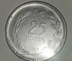 TÜRKİYE 1967   25  KURUŞ