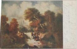 1930 LU YILLAR ARKASI RUMCA YUNANCA YAZILI İTALYAN BASKI TABLO MANZARA GÖRSELLİ KARTPOSTAL