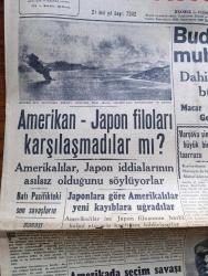 Cumhuriyet Gazetesi - 18 Birinciteşrin (Ekim) 1944 - Batı Pasifikteki Son Savaşların Manası Yazan Nadir Nadi Köşe Yazısı - Amerikan Japon Filoları Karşılaşmadılar Mı - Budapeştede Sokak Muhabereleri Oluyor - Mareşal Tito Az Kalsın Esir Oluyormuş - Batı Cephesinin Beş Yerinde Kanlı Savaşlar - Almanlar Yunanistanı Tamamen Boşaltıyorlar - Ankara Ve İstanbul Belediye Reislerinin Öncülüğünde İki Yardım Komitesi Kuruldu - Aachen'de  Bir Savaş Sahnesi - Fransız Hariciye Nazırı M. Georges Dault Yeni Dünya Fransasız Kurulamaz Dedi - Batı Pasifik Sularındaki Yeni Deniz Hava Muharebesi Yazan Abidin Daver - Cumhuriyet Bayramı 21. Yıldönümü İçin Büyük Bir Program Hazırlanıyor - Parti Genel Sekreteri Memduh Şevket Esendal Ankara'ya Gitti - Doludizgin Yazan Rene Fanjailaz Yazı Dizisi - Sulh Konferansına Kimler İştirak Edecek Yazan Ömer Rıza Doğrul - Küçük Hikaye Teselli Bürosu Yazan Cahit Sıtkı Tarancı - Stalingrad Şark Ve Saray Sinemalarında - Sadi Tek Tiyatrosu Muammer Karaca Bir Avuç Ateş Oyunu