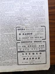 Cumhuriyet Gazetesi - 26 Eylül 1946 - Anlaşılmaz Bir Ferahlık Yazan Nadir Nadi Köşe Yazısı - Yeni Yıl Bütçesi - Maliye Bakanı Halid Nazmi Keşmir Makamında Fotoğraf- Stalin'in Demeci - Eski İngiliz Demeci Sir George Clark Dün İstanbul'a Geldi - Yunanistan'da Dahili Harp Sahası Genişledi - Vardar Vadisinde Dört Bin Kişi Çarpışıyor - Dil Bayramı Bugün Bütün Halkevlerinde Törenle Yapılacak - İran'da İsyan Geniş Bir Mahiyet Aldı - Boğazlar Üzerinde Rus Talepleri - Yerli Mallar Pazarları - Dil Bayramında Yapılacak Küçük İşlere Dair Yazan Ahmed Halil - Raşid Rıza Tiyatrosu Üvey Baba Yeşilköy Park Gazinosunda - Yemek Futbol Kupasını Bira Fabrikası Kazandı - Hamiyet Yüceses ve Suzan Yakar Beşiktaş Bahçesinde - Yavuz Sultan Selim Ağlıyor Yazan Feridun Fazıl Tülbentçi Yazı Dizisi - Siyasi İcmal Güven Buhranı Yazan Ömer Rıza Doğrul Köşe Yazısı - Sinir Harbi Karşısında Türkiye ve Yunanistan - Müşaare Renkli Karikatür Çizen Cemal Nadir - Bugünkü Radyo Programı - Borsa -  Şehir Tiyatroları Programı