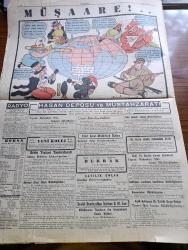 Cumhuriyet Gazetesi - 26 Eylül 1946 - Anlaşılmaz Bir Ferahlık Yazan Nadir Nadi Köşe Yazısı - Yeni Yıl Bütçesi - Maliye Bakanı Halid Nazmi Keşmir Makamında Fotoğraf- Stalin'in Demeci - Eski İngiliz Demeci Sir George Clark Dün İstanbul'a Geldi - Yunanistan'da Dahili Harp Sahası Genişledi - Vardar Vadisinde Dört Bin Kişi Çarpışıyor - Dil Bayramı Bugün Bütün Halkevlerinde Törenle Yapılacak - İran'da İsyan Geniş Bir Mahiyet Aldı - Boğazlar Üzerinde Rus Talepleri - Yerli Mallar Pazarları - Dil Bayramında Yapılacak Küçük İşlere Dair Yazan Ahmed Halil - Raşid Rıza Tiyatrosu Üvey Baba Yeşilköy Park Gazinosunda - Yemek Futbol Kupasını Bira Fabrikası Kazandı - Hamiyet Yüceses ve Suzan Yakar Beşiktaş Bahçesinde - Yavuz Sultan Selim Ağlıyor Yazan Feridun Fazıl Tülbentçi Yazı Dizisi - Siyasi İcmal Güven Buhranı Yazan Ömer Rıza Doğrul Köşe Yazısı - Sinir Harbi Karşısında Türkiye ve Yunanistan - Müşaare Renkli Karikatür Çizen Cemal Nadir - Bugünkü Radyo Programı - Borsa -  Şehir Tiyatroları Programı