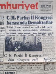 Cumhuriyet Gazetesi - 6 Şubat 1947 - Tuna Davasında Rusya Ve Anglo Saksonlar Köşe Yazısı - Arap Memleketleriyle Olan Münasebetlerimiz - Dışişleri Bakanı Hasan Saka'nın Demeci - Von Papen Nazileri Temizleme Mahkemesinde Fotoğraf - Dünya Kanunu - CHP Partisi İl Kongresi Karşısında Demokratlar - Hilmi Uran - CHP İl Kongresi Dün Nihayet Verdi - Halk Partisi Basınının Mareşal Fevzi Çakmak İçin Neşriyatı - Türk Filmciliği Himaye Edilmelidir Yazan Abidin Daver Köşe Yazısı - Türkiye'de Claude Bernard Felsefesi ve Tesirleri Yazan Profesör Ziyaeddin Fahri Fındıkoğlu - Milli Eğitim Bakanı Reşad Şemseddin Sirer Sanat Enstitüsünü Gezdi - Bir Türk Filmi Sonsuz Acı Oynayanlar Behzat Budak Şaziye Moral Taksim Sinemasında - İstanbul Şehrinin İradesi Yazan Burhan Felek Köşe Yazısı - Limanımıza Gelen Ve Giden Vapurlar - Bugünkü Radyo Programı - Bulmaca - Diş Tabibi Ferid Arcan - İstanbul Belediyesi Şehir Tiyatroları Programı - Muammer Karaca Opereti - K. B. İngiliz Bataryaları Radyoları Gelmiştir
