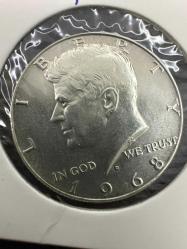 400 Ayar Gümüş USA ABD ½ Dolar , 1968 Kennedy Yarım Doları Darphane işareti 