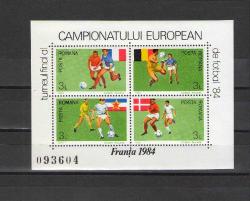 Romanya 1984 - Avrupa Futbol Şampiyonası / Fransa  Temalı Blok  - Spor-  MNH - Damgasız - Numaralı
