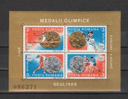 Romanya 1988 - Seul 88 - Olimpiyatta madalya kazananlar  Temalı Blok - Spor -   MNH - Damgasız - Numaralı
