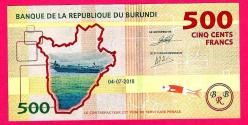 Burundi 500 Francs 2018, p50 UNC (TK 17 397) ÇİL