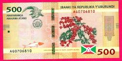 Burundi 500 Francs 2018, p50 UNC (TK 17 397) ÇİL
