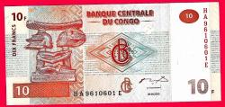 CONGO 10 FRANCS 2003 UNC ÇİL