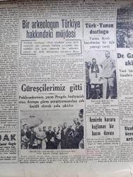 Cumhuriyet Gazetesi - 10 Nisan 1947 - Dünya Devleti Yazan Nadir Nadi Köşe Yazısı - İngiltere'den Beşyüz Av Uçağı Satın Aldık - Uçaklar 12lik Filolar Halinde Türkiye'ye Gönderiliyor - Müdafaa Uçaklarının Satın Alınması Başkan Truman'ın Yardım Teklifiyle Alakalı - Demokratlar Kanun Tasarıları Hazırlandılar - Celal Bayar Ve Arkadaşları Bergama Haricinde Kendilerini Karşılayan Halkla Beraber - De Gaulle'ün Teşebbüsü Akisler Uyandırdı - Güreşçilerimiz Avrupa Grekoromen Güreş Şampiyonası İçin Prag'a Gitti - Türkiye'nin En Büyük Milli Sendikası Kömür İşçileri Sendikasının Kongresi Dün Yapıldı - Türk Güreşi Kurddereli Ve Atatürk Yazan İsmail Habib Sevük - İki Yetime Filmi Saray Ve İnci Sinemasında - Vehbi Koç'un Konferansı - Buffalo Bill İpek Sinemasında - Safiye Ayla Mustafa Çağlar Suzan Yakar Ve Hamiyet Yüceses Pangaltı İnci Sinemasında - Otomobil İmparatoru Henry Ford'un Ölümü - Vanderberg'in Nutku Yazan Ömer Rıza Doğrul - Parker 51 Dolma Kalem - Ardath Saatleri - Bugünkü Radyo Programı