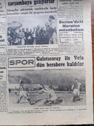 Cumhuriyet Gazetesi - 20 Nisan 1947 - Rusya'ya Karşı Uysal Mı Metin Mi Davranmalı Yazan Abidin Daver Köşe Yazısı - Moskova Konferansında Bir Karar Verilemedi - Hasan Ali Yücel ile Kenan Öner Davası - İzmir Gençliği Komünizm Aleyhinde Miting Yaptı - Senirkent Davasına Devam Edildi - Türk Hekimlerinin En Yaşlısı Doktor Hacı Nuri Canbakan İçin Tören Fotoğraf - Galatasaray İle Vefa Dün Berabere Kaldılar - Bostondaki Maraton Müsabakası - Haftanın Şakaları Yazan Burhan Felek Köşe Yazısı - Fransız İlminin Büyük Bir Kaybı Yazan Profesör Mustafa Şekib Tunç - Tramvaydan Atlamanın Cezası - Adak Yazan Kemal Ragıp Yazı Dizisi - Farsça Türkçe Lügat - Kaplan Kadın Bugün Elhamra'da - Hamiyet Yüceses Salahaddin Pınar Taksim Kristal Salonunda - Suçsuz Mahkum Bugün Şark Sinemasında - Amerika'nın ve Dünyanın En Mükemmel Sinema Cihazı Singlex - Bugünkü Radyo Programı - Bulmaca - Good Year Lastikleri - Derman Kaşeleri