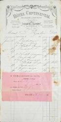 1913 YILINA AİT OTEL FATURASI - HOTEL CONTINENTAL  - 112 YILLIK
