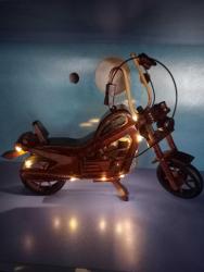 DEKORATİF AHŞAP MOTORSİKLET YENİ NESİL PERİ LEDLİ
