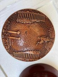 Yunan Temalı Kabartma Kapaklı Cam Kase