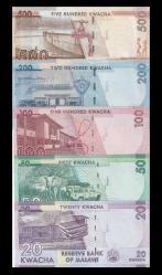 MALAWİ 20-50-100-200-500 KWACHA 2017-2020 ÇİL-5 Adet Banknot