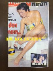SİBEL CAN'IN DERGİDEN KESİLME 3'LÜ FOTOĞRAF SETİ - 39 x 24 cm ve 20 x 11 cm EBADINDA 3 ADET FOTOĞRAF - SİBEL CAN HAMAMDA YIKANIRKEN ÇEKİLMİŞ 3 FARKLI KARE