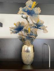 Vazolu  Mavi gold Tül yapay  çiçek