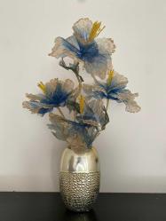 Vazolu  Mavi gold Tül yapay  çiçek