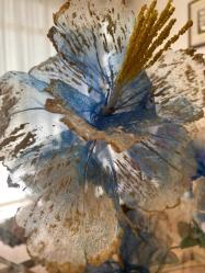 Vazolu  Mavi gold Tül yapay  çiçek