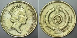 BİRLEŞİK KRALLIK 1 POUND 1996 SİRKÜLASYON HATIRA - KELT HAÇI TEMALI. ESKİ KALIN TİP.  KRALİÇE II. ELİZABETH - İNGİLTERE.