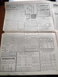 Cumhuriyet Gazetesi - 12 Ağustos 1948 - Bir Hastalık Yazan Nadir Nadi Köşe Yazısı - Celal Bayar Biga'da Vergilerin Ağırlığından Bahsetti - İki Grekoromen Dünya Şampiyonumuz Mersinli Ahmed Ve Mehmet Oktav Olimpiyatlarda Şeref Kürsüsünde Fotoğraf - Şevki Koru Maratonda Niçin 20. Geldi - Aslan Güreşçilerimiz Bayram Sabahı Cumhuriyet Yazarlarıyla Lokum Yerken Fotoğraf - Askeri Kurs Gören Üniversiteli Kızlar Fotoğraf - Londra Olimpiyatları Şampiyonları İçin Lütfi Kırdar Birer Ev Temin Edilecek Dedi - Jale Günay'ın Mektubu - İsmail Dümbüllü Tiyatrosu Yarın Bağlarbaşı Çırağanda - Dar Yol Yazan Peride Celal Yazı Dizisi - Necmettin Sadak'ın Hastalığı - 1948 1949 Mükafatı Atatürk'e Ait Bir Hatıra - Rudge Bisiklet - Bugünkü Radyo Programı - Bulmaca - Cumhuriyet Olimpiyat Resimleri -  Grekoromende İki İkincimiz Kenan Olcay Ve Muhlis Tayfur Şeref Kürsüsünde Fotoğraf