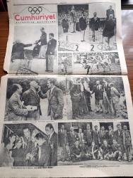 Cumhuriyet Gazetesi - 12 Ağustos 1948 - Bir Hastalık Yazan Nadir Nadi Köşe Yazısı - Celal Bayar Biga'da Vergilerin Ağırlığından Bahsetti - İki Grekoromen Dünya Şampiyonumuz Mersinli Ahmed Ve Mehmet Oktav Olimpiyatlarda Şeref Kürsüsünde Fotoğraf - Şevki Koru Maratonda Niçin 20. Geldi - Aslan Güreşçilerimiz Bayram Sabahı Cumhuriyet Yazarlarıyla Lokum Yerken Fotoğraf - Askeri Kurs Gören Üniversiteli Kızlar Fotoğraf - Londra Olimpiyatları Şampiyonları İçin Lütfi Kırdar Birer Ev Temin Edilecek Dedi - Jale Günay'ın Mektubu - İsmail Dümbüllü Tiyatrosu Yarın Bağlarbaşı Çırağanda - Dar Yol Yazan Peride Celal Yazı Dizisi - Necmettin Sadak'ın Hastalığı - 1948 1949 Mükafatı Atatürk'e Ait Bir Hatıra - Rudge Bisiklet - Bugünkü Radyo Programı - Bulmaca - Cumhuriyet Olimpiyat Resimleri -  Grekoromende İki İkincimiz Kenan Olcay Ve Muhlis Tayfur Şeref Kürsüsünde Fotoğraf