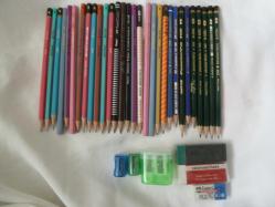 DERECELİ KURŞUN KALEM RESİM KALEMİ ÇİZİM KALEMİ  30 ADET+3 KALEMTRAŞ+3 ADET FABER SİLGİ HEPSİ FİYATA DAHİL