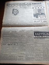 Cumhuriyet Gazetesi - 24 İkincikanun (Ocak) 1939 - İspanya Harbinin Manası Yazan Nadir Nadi Köşe Yazısı - Katalonya'da Örfi İdare - İngiliz Ve Amerikan Tebaları Barselona'yı Terkediyor - Sinema Ve Tiyatrolar Tamamen Tatil Edildi - General Franko Katalonya Cephesindeki Harekatı Takip Ediyor Fotoğraf - Fransa'nın Hatay Delegesi Kolonel Köle Ankara'ya Geldi - İtalyan Hariciye Nazırı Kont Ciano Dün Belgrad'dan Ayrıldı - Tarihte Büyük Deniz Muharebeleri Nakleden Abidin Daver Köşe Yazısı - Şikago Yanıyor Yarın Akşam Melek Sinemasında - Ses Kraliçesi Hamiyet Yüceses Yarın Akşam Turan Sinemasında - Dişi Tarzan Beşiktaş Suad Park Sinemasında - Conkbayırında Atatürk'ün Hayatını Kurtaran Saat Yazan Salahaddin Güngör - Meşhur Dünya Boks Şampiyonu Zenci Coe Luis Fotoğraf - İstanbulspor Hükmen Mağlup Edildi - Kim Derdi Ki Yazan Vicky Baum Yazı Dizisi - Selma Ve Gölgesi Yazan Server Bedi Yazı Dizisi - Karısından Başka Model Kullanmayan Sanatkar Ressam Fra Filippo - Hadiselerin Resimleri - Gripin