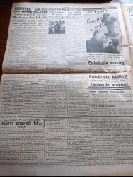 Cumhuriyet Gazetesi - 20 İkincikanun (Ocak) 1939 - Ya Küçük Memurlar Yazan Nadir Nadi Köşe Yazısı - İrlanda Tedhişçileri İngiliz Başvekilinin Oğluna Bir Suikast Yaptılar - İspanya'dan Gelen Son Resimler - Almanyaya Franko'ya Ağır Sahra Topları Gönderecek - Ziraat Vekili Faik Kurdoğlu Gitti - Celal Bayar Dün Çocuk Esirgeme Kurumunu Ziyaret Etti - Tarihte Büyük Deniz Muharebeleri Nakleden Abidin Daver Köşe Yazısı - Salıpazarında Satie Binası - Uzun Saçlı Bir Filozof Hafız Cemal Öztoprak Mahkemede - Atatürk'ten Hatıralar Ve İbretler Yazan İsmail Habib Yazı Dizisi - Yakan Buseler Asri Sinemasında - Berlin Olimpiyatında Alınan Bir Film İstanbula Geldi - Huberman'ın Veda Konseri Fransız Tiyatrosunda - Amerika'da Radyo Artistleri Grevi - Kim Derdi Ki Yazan Vicky Baum Yazı Dizisi - Gülhane Parkında Bir Gece Alemi - Galatasaray Boğaziçi Lisesi Maçı - Şeref Stadı  - Selma Ve Gölgesi Yazan Server Bedi - Hitler İngiltere'ye Misak Teklif Etti - Çocuk Sayfası - Bilmeceyi Çözenler - Aspirin