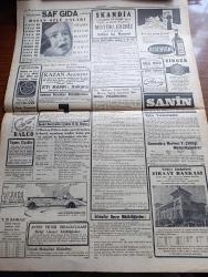 Cumhuriyet Gazetesi - 24  Mart 1941 - Bir Seyahatin Hikayesi Yazan Yunus Nadi Köşe - İstanbul Üniversitesi Rektörü Cemil Bilsel'in Mühim Nutku - Beşiktaş Fenerbahçe'yi 7 1 Yendi -  Galatasaray İstanbulspor'u 4 2 Yenmişlerdir - Japonya Hariciye Nazırı Matsuoka Moskova'da - Kiberonda Alman Kışlaları Tahrip Edildi - Birinci Hareket Ordusu Yazan Salahaddin Güngör Yazı Dizisi - Küçük Hikaye Uçurum Yazan Mükerrem Kamil Su -  Memlekette Tek Tip Ekmek Tatbikatı - Felsefe Ve Medeniyet Yazan Profesör M. Şekip Tunç - Kolaylık İstiyoruz Yazan Burhan Felek - Portre İki Esir Muharriri Lajos Zilahy - Fenerbahçe Beşiktaş Maçında Fenerbahçe Kalecisi Bir Kurtarış Yaparken Fotoğraf - Bahar Meleği Yarın Akşam Sümer Sinemasında - Şehir Tiyatrosu Komedi Kısmında Dadı - Singer Saatleri - Nevrozin - Türkiye Cumhuriyeti Ziraat Bankası - Senin Diş Macunu - Skandia Deniz ve Kara Mazotlu Motorlar Gelmiştir