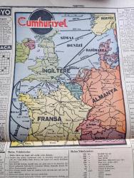 Cumhuriyet Gazetesi - 9 Haziran 1944 - Parmakla Sayabiliriz Yazan Nadir Nadi Köşe Yazısı - Muharebe Gittikçe Şiddetleniyor - Bütün Cephede Alman İhtiyatları Harbe Girdiler - Berline Göre Vahşet Derecesine Varan Savaşlar Oluyor - Müttefiklerin Hedefi Cherbourg Yarımadasını Ele Geçirmek - Alman Başkumandanı Mağlup Olmamıza İmkan Yok Diyor - Afganistan'ın Milli Bayramı - Bu Hafta Ankara'da Yapılacak At Yarışları - Açığa Çıkarılan Yeni Bir Yolsuzluk - Yafet Ecza Deposu Hakkında Yapılan Tahkikat - Burhanettin Ve Seniye Tepsi Skeçleri Maksimde - Pendik Madalya Bahçesi Açılmıştır - Askeri Vaziyet Yazan Emekli General H. Emir Erkilet Yazı Dizisi - Sokaktan Gelen Kadın Yazan Esat Mahmut Karakurt Yazı Dizisi -  Siyah Elmas Yazan Burhan Felek Köşe Yazısı - Savaş Haritası - Bugünkü Radyo Programı - Bulmaca - Borsa - Sadi Tek Tiyatrosu - Mualla Gökçay Ve Arkadaşları Büyükdere Beyazparkta - Büyükada Splendit Palas Oteli Açılıyor