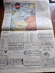 Cumhuriyet Gazetesi - 9 Haziran 1944 - Parmakla Sayabiliriz Yazan Nadir Nadi Köşe Yazısı - Muharebe Gittikçe Şiddetleniyor - Bütün Cephede Alman İhtiyatları Harbe Girdiler - Berline Göre Vahşet Derecesine Varan Savaşlar Oluyor - Müttefiklerin Hedefi Cherbourg Yarımadasını Ele Geçirmek - Alman Başkumandanı Mağlup Olmamıza İmkan Yok Diyor - Afganistan'ın Milli Bayramı - Bu Hafta Ankara'da Yapılacak At Yarışları - Açığa Çıkarılan Yeni Bir Yolsuzluk - Yafet Ecza Deposu Hakkında Yapılan Tahkikat - Burhanettin Ve Seniye Tepsi Skeçleri Maksimde - Pendik Madalya Bahçesi Açılmıştır - Askeri Vaziyet Yazan Emekli General H. Emir Erkilet Yazı Dizisi - Sokaktan Gelen Kadın Yazan Esat Mahmut Karakurt Yazı Dizisi -  Siyah Elmas Yazan Burhan Felek Köşe Yazısı - Savaş Haritası - Bugünkü Radyo Programı - Bulmaca - Borsa - Sadi Tek Tiyatrosu - Mualla Gökçay Ve Arkadaşları Büyükdere Beyazparkta - Büyükada Splendit Palas Oteli Açılıyor