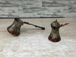 Antika Yaşlı Osmanlı Bakır Kahve Cezveleri
