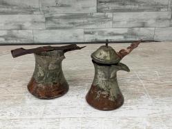 Antika Yaşlı Osmanlı Bakır Kahve Cezveleri