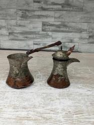 Antika Yaşlı Osmanlı Bakır Kahve Cezveleri