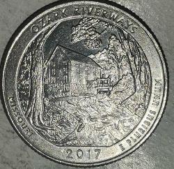 AMERİKA 2017 D     25 CENT ÇEYREK DOLAR  HATIRA  OZARK RIVERWAYS