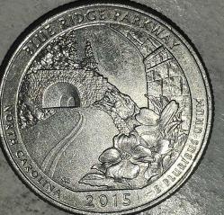 AMERİKA 2015 P    25 CENT ÇEYREK DOLAR  HATIRA  BLUE RIDGE PARKWAY