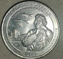 AMERİKA 2021  P    25 CENT ÇEYREK DOLAR  HATIRA  TUSKEGEE AIRMEN