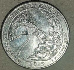 AMERİKA 2015 D    25 CENT ÇEYREK DOLAR  HATIRA  BLUE RIDGE PARKWAY
