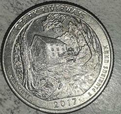 AMERİKA 2017  P      25 CENT ÇEYREK DOLAR  OZARK RIVERWAYS