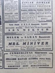 Cumhuriyet Gazetesi - 8 Mart 1944 - Ankara'da Bahar Yazan Nadir Nadi Köşe Yazısı - Parti Grubunun Beklenen İçtimai - Hariciye Vekili Numan Menemencioğlu İzahat Verdi - Türk Musikisi Üzerinde Mühim Bir Keşif - Profesör Salih Murad Uzdilek - Türkiye ve İngiltere İngiliz Basınının Lisanı Bariz Şekilde Yumuşamaya Başladı - Toprak Kanunu - Başvekil Şükrü Saracoğlu Gazeteciler İle Görüştü - Rıza Tevfik'in Açtığı Dava - Finlandiya Sovyet Rusya'ya Mukabil Teklifler Yapmış - Askeri Vaziyet Yazan Emekli General H. Emir Erkilet Yazı Dizisi - Marion'nun Kalbi Yazan Vicky Baum Yazı Dizisi - Amerikalı Sanatkarlar Geldi - Ayarsızlar Oyunu Şehir Tiyatrosu Komedi Kısmında Bu Akşam Başlıyor - Küçük Hikaye Bir Tecrübe Çeviren Hamdi Varoğlu - Amcabeye Göre Çizen Cemal Nadir - Çıplak Aşıklar Milli Ve Alemdar Sinemalarında - Celladın Baltası Altında Şehzadebaşı Turan Sinemasında - Bugünkü Radyo Programı - Ses Tiyatrosu Temsilleri - Nevrozin - Bulmaca - Tiku Meşhur Dolma Kalemleri