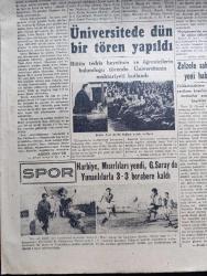 Cumhuriyet Gazetesi - 16 Haziran 1946 - Türk Denizciliğine Müjde Yazan Abidin Daver Köşe - Demokrat Parti'nin Bugünkü Toplantısı - Demokrat Parti Lideri Celal Bayar - İstanbul Üniversitesinde Bir Tören Yapıldı - Rektör Profesör Tevfik Sağlam Nutuk Söylüyor Fotoğraf - Polonya Ordusu Dün Yemin Etti - Çalışma Bakanı Sadi Irmak Bir Yılda Yapılanları Anlatıyor - Galatasaray Yunanlılarla Berabere Kaldılar Fotoğraf - Harbiye Futbol Takımı Mısırı Yendi - Doğuyu Tanıyalım Yazan İsmail Habib Sevük - Haftanın Şakaları Yazan Burhan Felek Köşe Yazısı - Toprak Kanununun Yıldönümü Kutlanıyor - Muvafakat Muhalefet Ve Vatan Hainliği Yazan Hüseyin Erdoğan - Amcabey Ve Mide Çizen Cemal Nadir - Sonsuz Panayır Yazan Halide Edip Adıvar Yazı Dizisi - Bursa Askeri Lisesi'nin Bahar Bayramı - Çapamarka - Eşsiz Sanatkar Suzan Yakar Ve İsmail Dümbüllü Beşiktaş Bahçesinde - Yunanlı Basketbolcular Galatasaray'ı Yendiler - Milli Şef İsmet İnönü'nün Misafir Sporculara İltifatı - Eti Tiyatrosu - Müzeyyen Senar Işıl