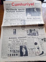 Cumhuriyet Gazetesi - 18 Haziran 1946 - Demokrat Parti'nin Seçimlere İştirak Kararı Yazanlar Abidin Daver Köşe - Partilerde Seçim Faaliyeti Hızlandı - Milli Kalkınma Partisinin Kararı - Halk Partisi Adına Yapılan Bir Açıklama - Falih Rıfkı Atay - Şinasinin Büstü Dün Açıldı - Kılıç Ali Halk Partisinden İstifa Etti - Ankara Cinayeti - Varto Deprem Bölgesinde Acıklı Sahneler - İçtimai Bahisler Yazan Şükrü Kaya - Türk Tipi Amerikan Tütünü - Ekmek Bugünden İtibaren 27 Kuruşa Satılacak - Galatasaray Kulübünün Denizcilik Şubesi Açıldı - İstanbul'da İlk Defa Gangsterler Şirketi Alkazar Sinemasında - Amcabey Ve Toprak Bayramı Çizen Cemal Nadir - Von Papen'in Muhakemesi - Güven Sigorta - Elazığ Van Demiryolu - Bugünkü Radyo Programı - Bulmaca - Borsa
