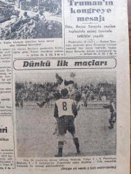 Cumhuriyet Gazetesi - 17 Kasım 1947 - Ordumuzun Yaptığı Tatbikat Münasebetiyle Köşe Yazısı - CHP Kurultayı Bu Sabah Onda Açılıyor - Fransa'da Komünistlerin Tahrikatı Gittikçe Büyüyor - Varto Mektubu Meselesi - Azınlıkları Alakadar Eden Nizamnameler - Genelkurmay Başkanımız Salih Omurtak Şerefine Londra'da Ziyafet Fotoğraf - Beşiktaş Vefa'yı Yendi Fotoğraf - Fenerbahçe Beykozu 5 2 Yendi - Truman'ın Kongreye Mesajı - Bay Hıfzı Tevfik Gönensoya Cevap Yazan Hasan Ali Yücel Köşe Yazısı - Çocuk Kitap Haftası Açıldı - Rüya Gibi Nakleden Hamdi Varoğlu Yazı Dizisi - Bir Küçük Hadise Yazan Burhan Felek Köşe Yazısı - Radyolin Diş Macunu - Halis Balık Yağı Hasan Deposu Laboratuvarına Gelmiştir - Canlı Domuz Satışı - Gözlük Deposu - Gripin - Hamiyet Yüceses Zehra Bilir Ve Müzeyyen Senar Işıl Beyoğlu Eski Novotni Oteli Altında Aile Saz Salonunda - Everett's İkiz Boya Ve Cilalar - Jeep -  Bugünkü Radyo Programı - Bulmaca - İstanbul Belediyesi Şehir Tiyatroları Dram Kısmında Kral Lear