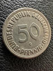 Almanya 50 Pfennig, 1950 FEDERAL ALMANYA CUMHURİYETİ Darphane işareti 