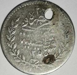 ABDULMECID 1255/22  GÜMÜŞ  20 PARA DELİKLİ  AZ BULUNUR TASHİH-İ  SİKKE ÖNCESİ