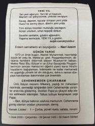 1 OCAK 2003 - TAKVİM YAPRAĞI - DOĞUM GÜNÜ HEDİYESİ - BÜYÜK SAATLİ MAARİF TAKVİMİ - ATATÜRK - NUŞİN KAVUKÇUOĞLU - NACİ KASIM - HZ. MUHAMMED'İN MEKKEYE GİRİŞİ - CEHENNEMDEN ÇIKARAMAM ADLI KISA YAZI