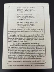 2 OCAK 2003 - TAKVİM YAPRAĞI - DOĞUM GÜNÜ HEDİYESİ - BÜYÜK SAATLİ MAARİF TAKVİMİ - HZ. MUHAMMED - PİR SULTAN ABDAL -NAMAZ VAKİTELERİNİN KULLANIŞI - YAZAR EFLATUN CEM GÜNAY'IN VEFATI - CHARLİE CHAPLİN'E SİR PAYESİ VERİLDİ